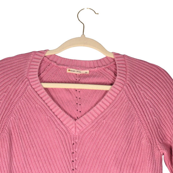 Marine Layer Sweater Women XS Pink Ribbed Knit 100% Cotton Career Casual Classic - Picture 3 of 8
